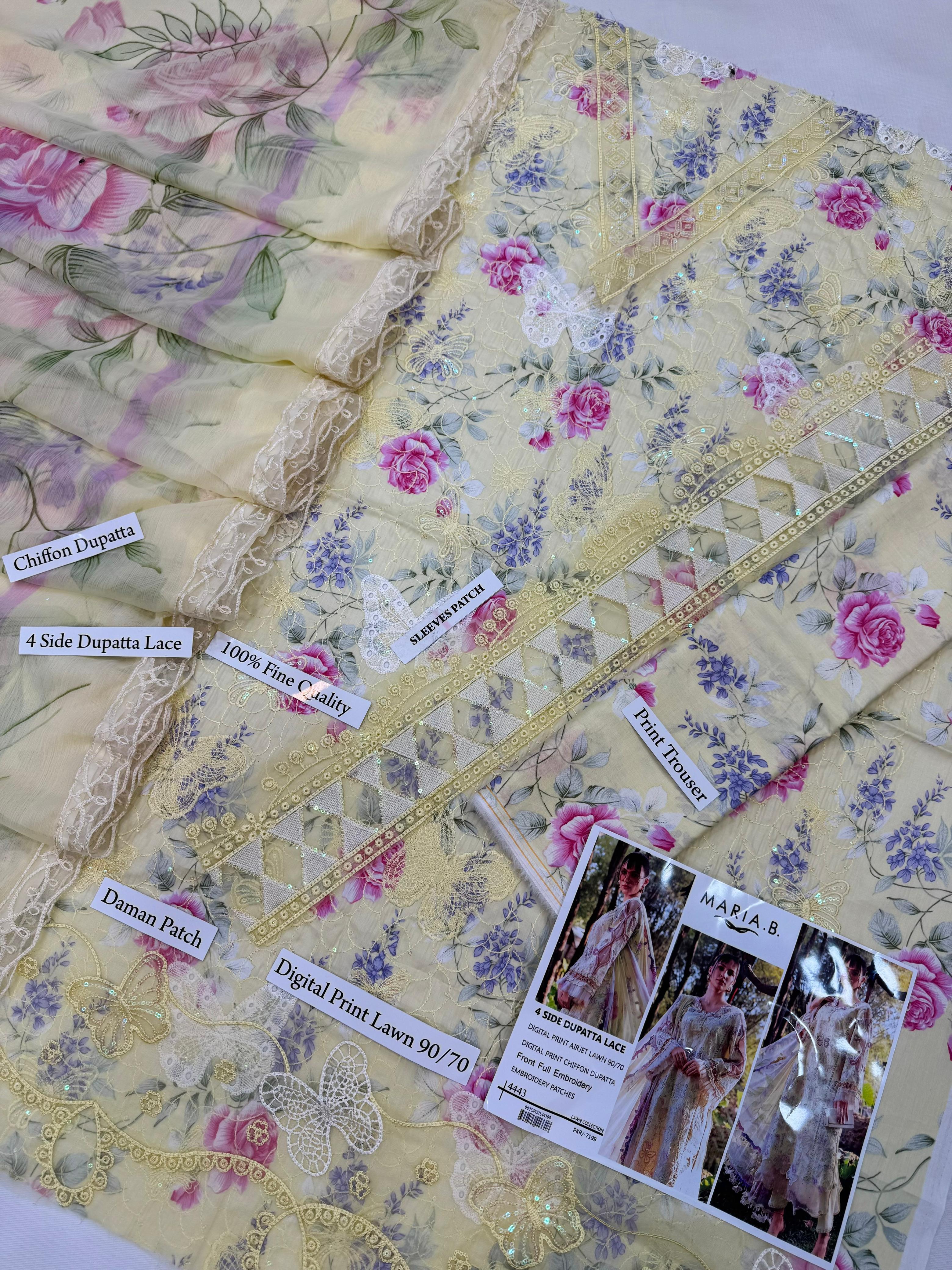 Maria B Digital Print Airjet Lawn 3 Piece Suit | Premium Unstitched Collection