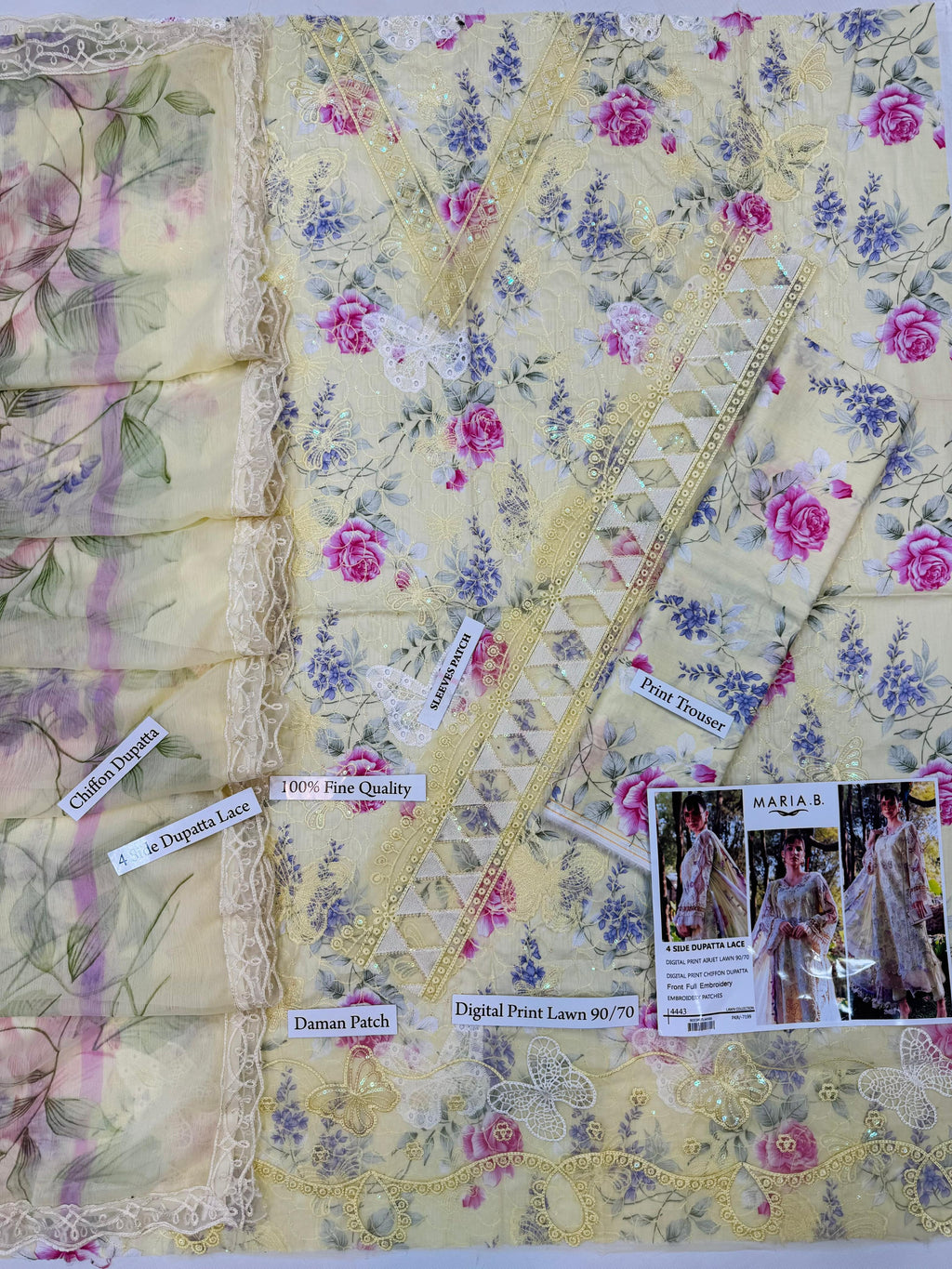 Maria B Digital Print Airjet Lawn 3 Piece Suit | Premium Unstitched Collection