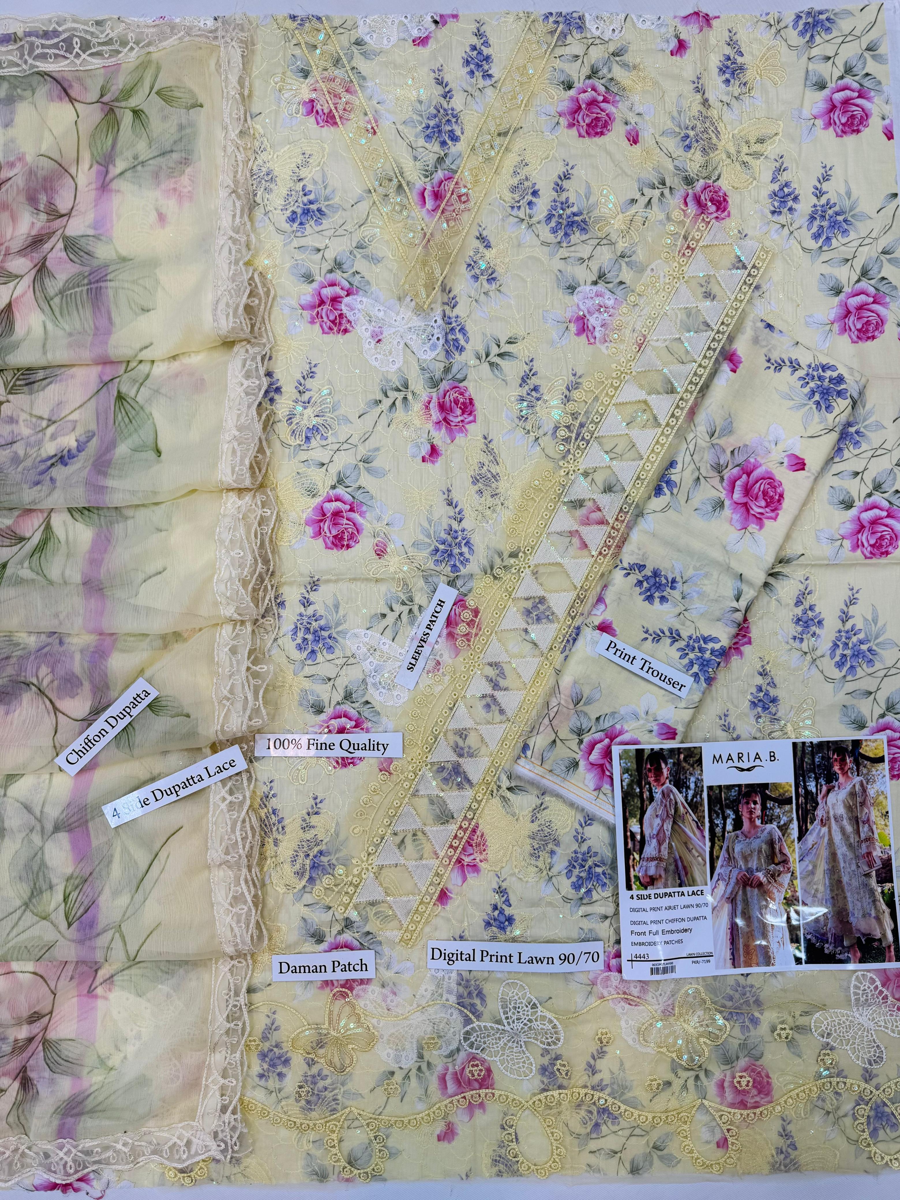 Maria B Digital Print Airjet Lawn 3 Piece Suit | Premium Unstitched Collection