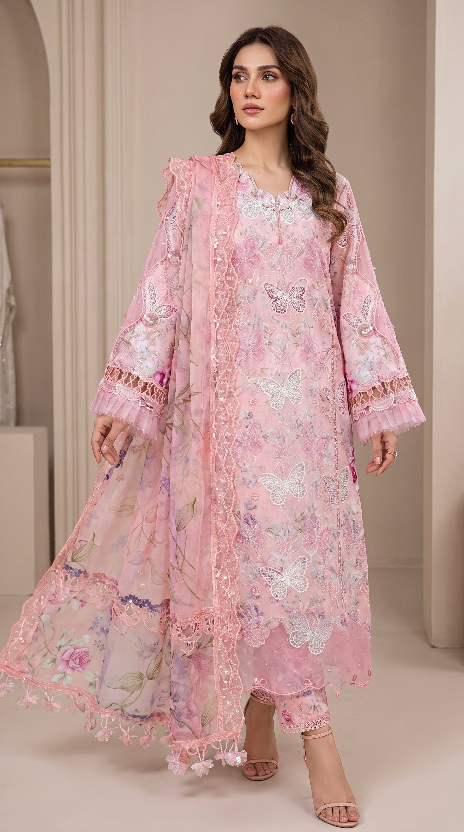 Women's Airjet Lawn Digital Printed 3 Piece Dress with Chiffon Dupatta