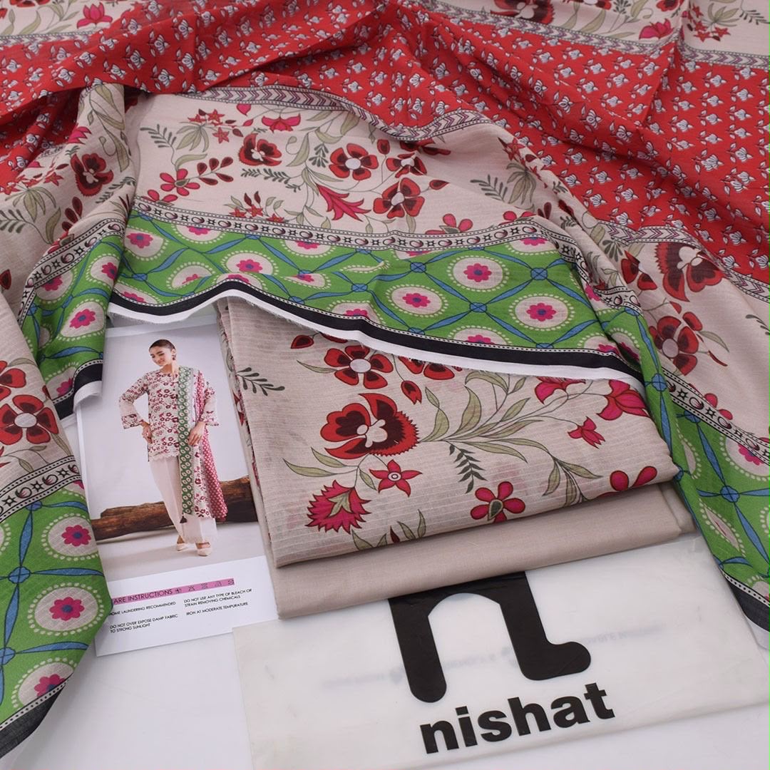 NISHAT Printed Lawn Tana Dora 3-Piece Suit