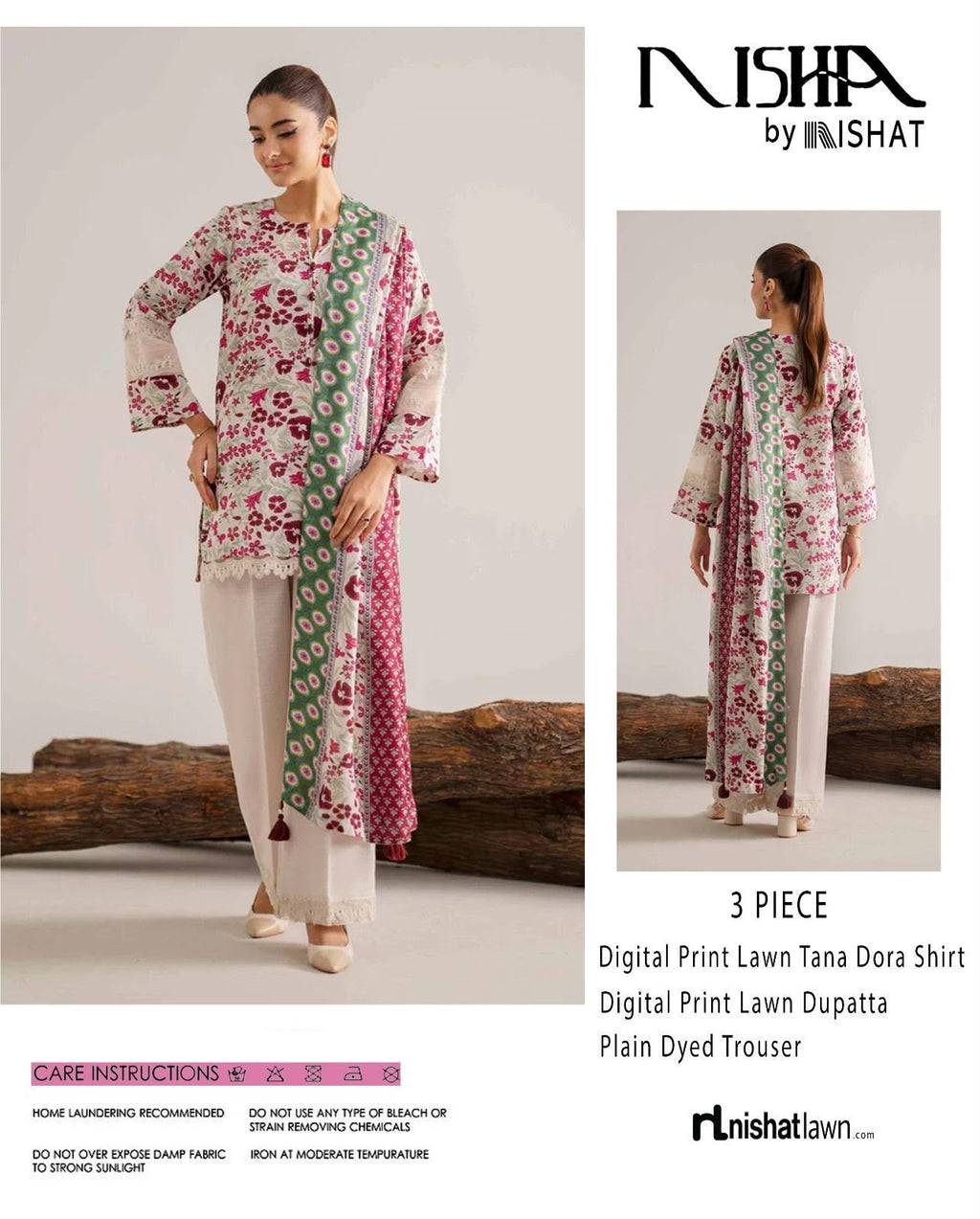 NISHAT Printed Lawn Tana Dora 3-Piece Suit