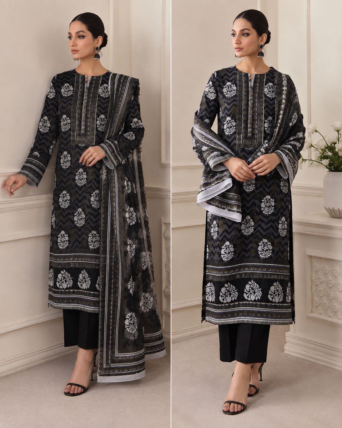 SANA SAFINAZ & ORIENT Original Base 3 Piece Printed Lawn Suit