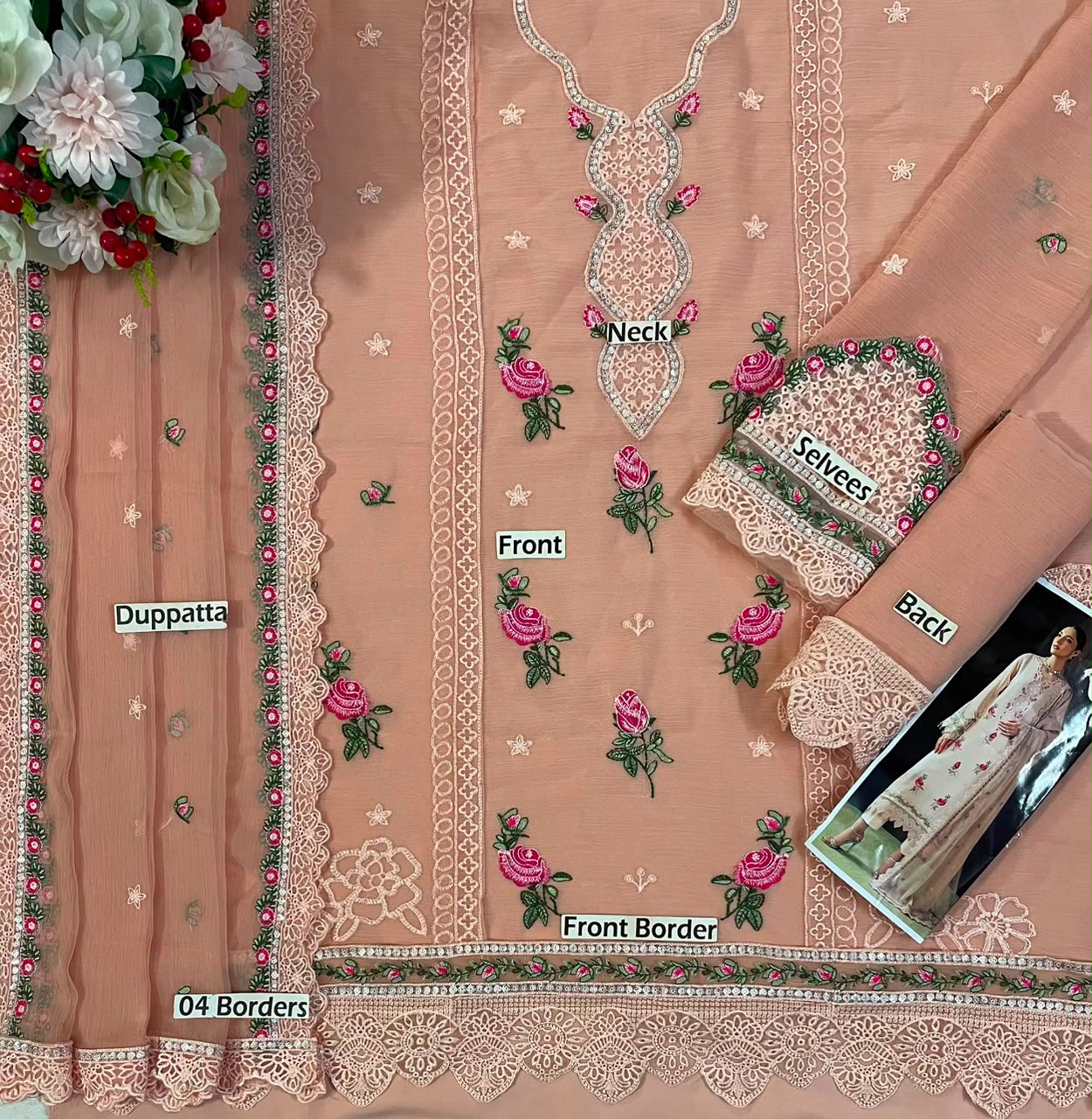 Chiffon 3 Piece Unstitched Suit for Women | Luxury Pakistani Wedding Collection