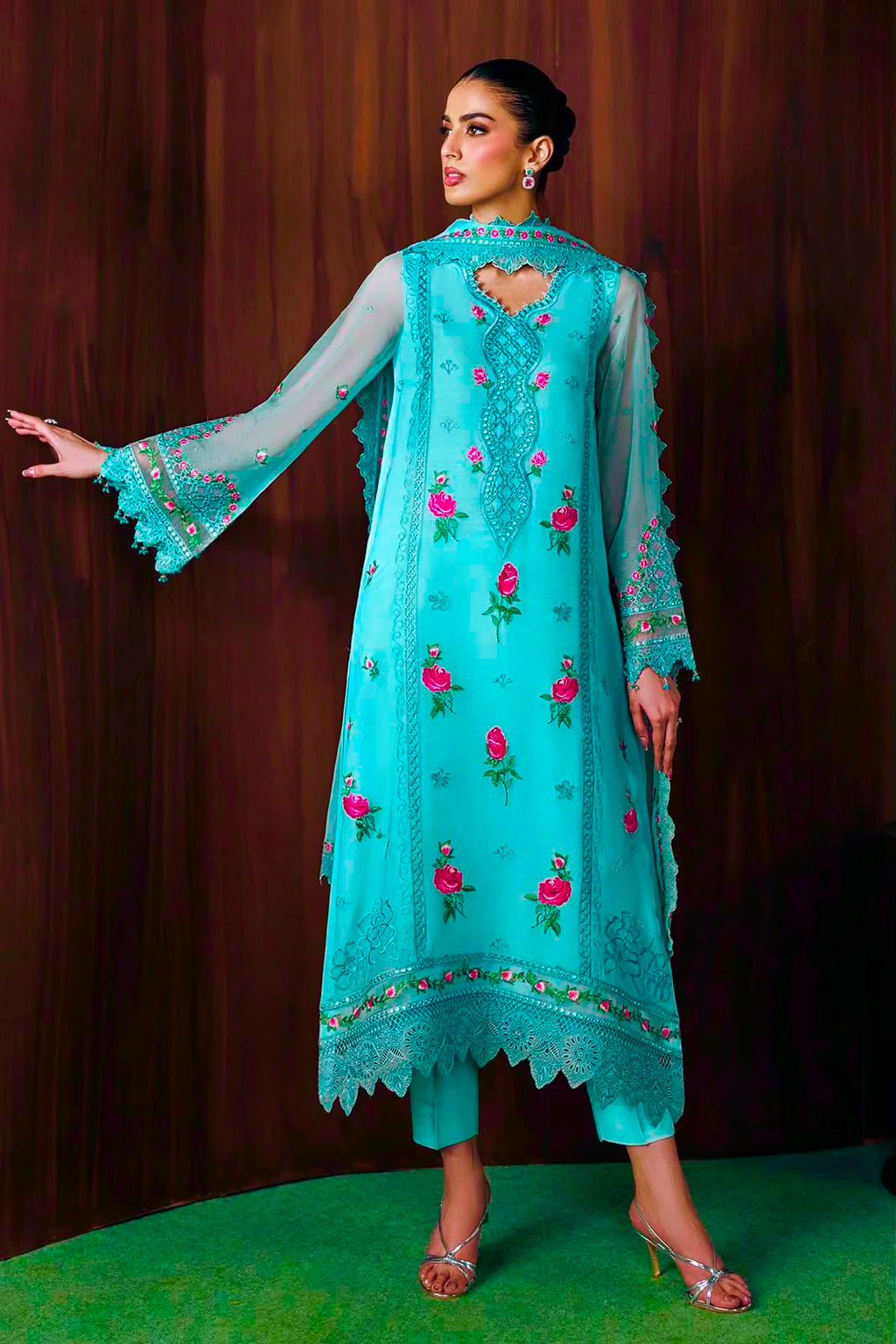 BAROQUE Premium Heavy Embroidered Chiffon 3 Piece Unstitched Suit for Women | Luxury Pakistani Wedding Collection