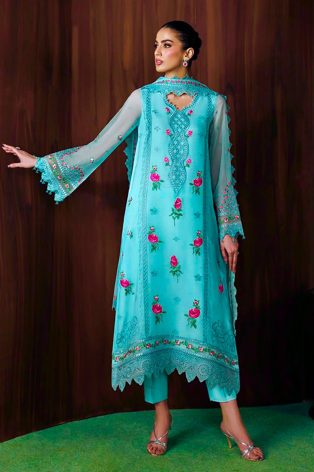 BAROQUE Premium Heavy Embroidered Chiffon 3 Piece Unstitched Suit for Women | Luxury Pakistani Wedding Collection