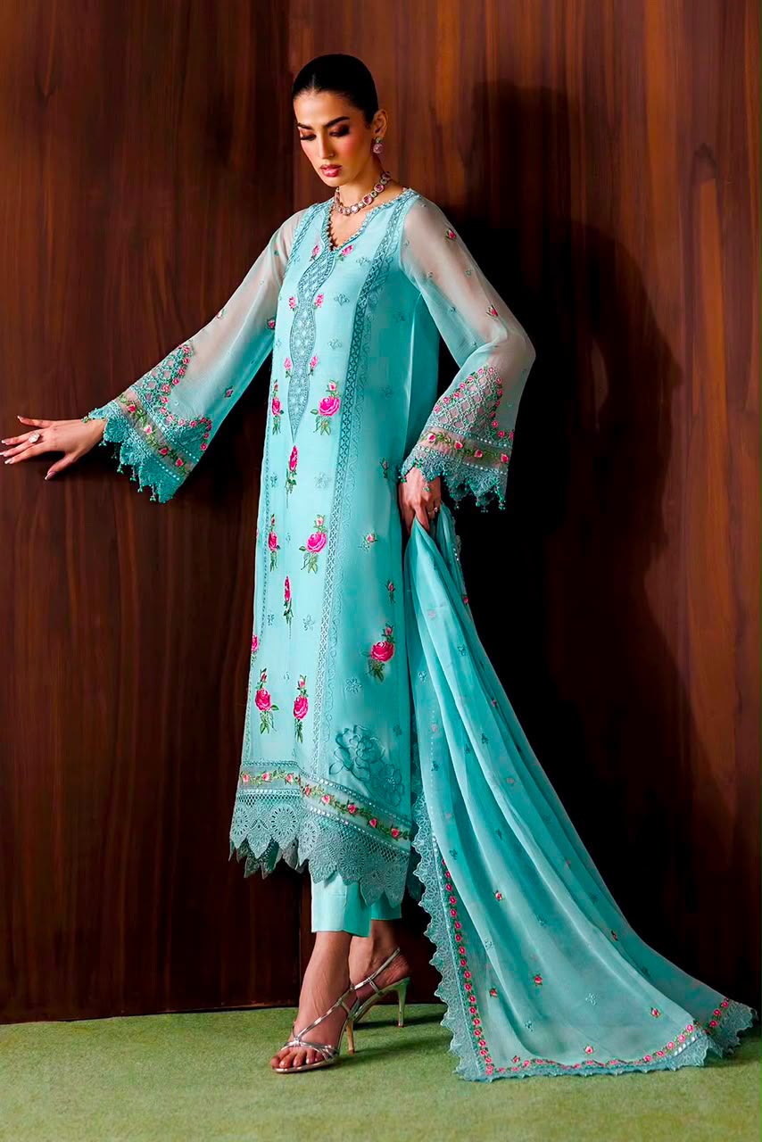 BAROQUE Premium Heavy Embroidered Chiffon 3 Piece Unstitched Suit for Women | Luxury Pakistani Wedding Collection