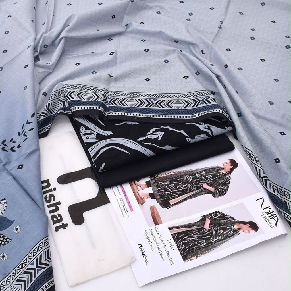 Unstitched Summer Collection with Printed Lawn Dupatta & Dyed Lawn Trouser