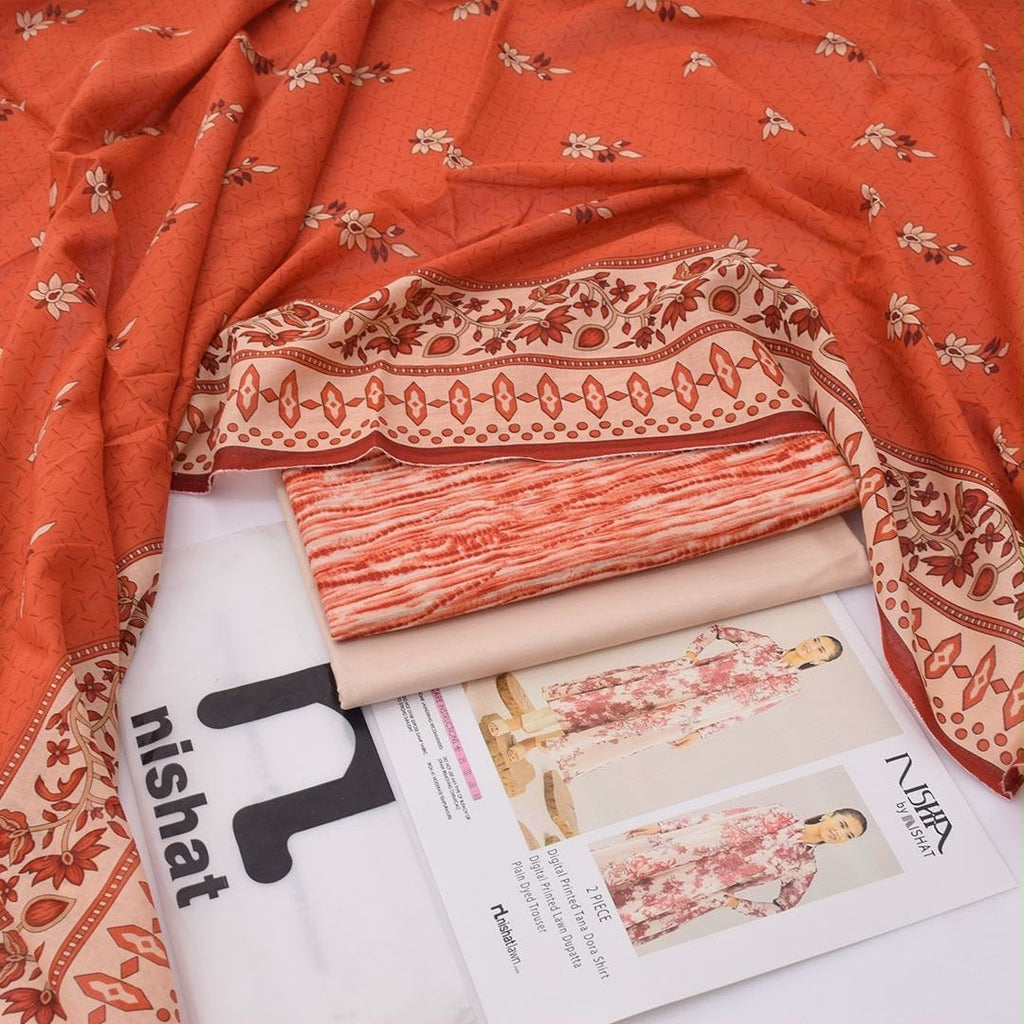 Unstitched Summer Collection with Printed Lawn Dupatta & Dyed Lawn Trouser