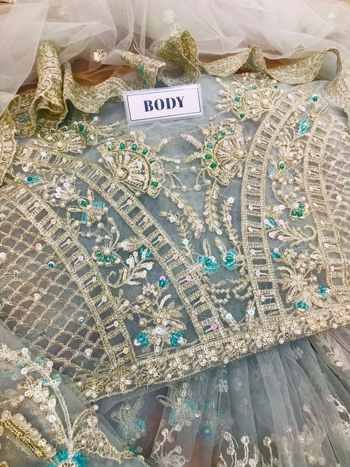 MARIA B — Heavy Embroidered Net Frock