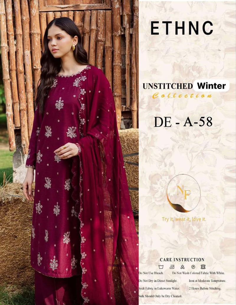 ETHNIC — Winter Dhanak 3-Piece Embroidered Suit