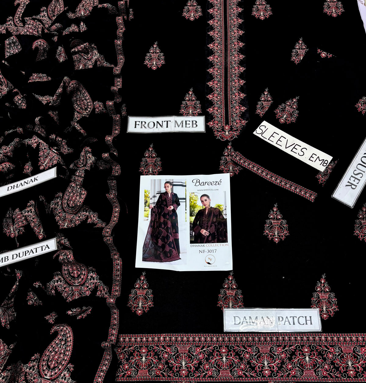BAREEZE — Winter Dhanak 3-Piece Heavy Embroidered Suit