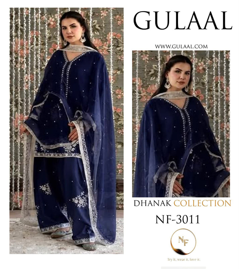 GULAAL — Winter Dhanak 3-Piece Embroidered Suit