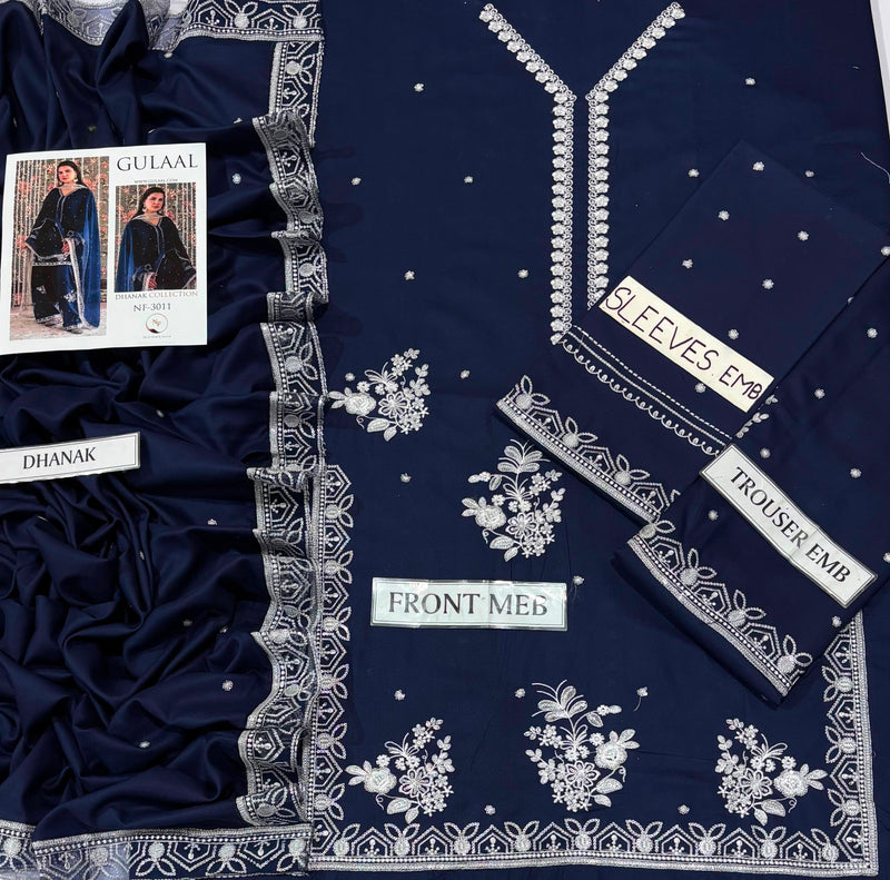 GULAAL — Winter Dhanak 3-Piece Embroidered Suit