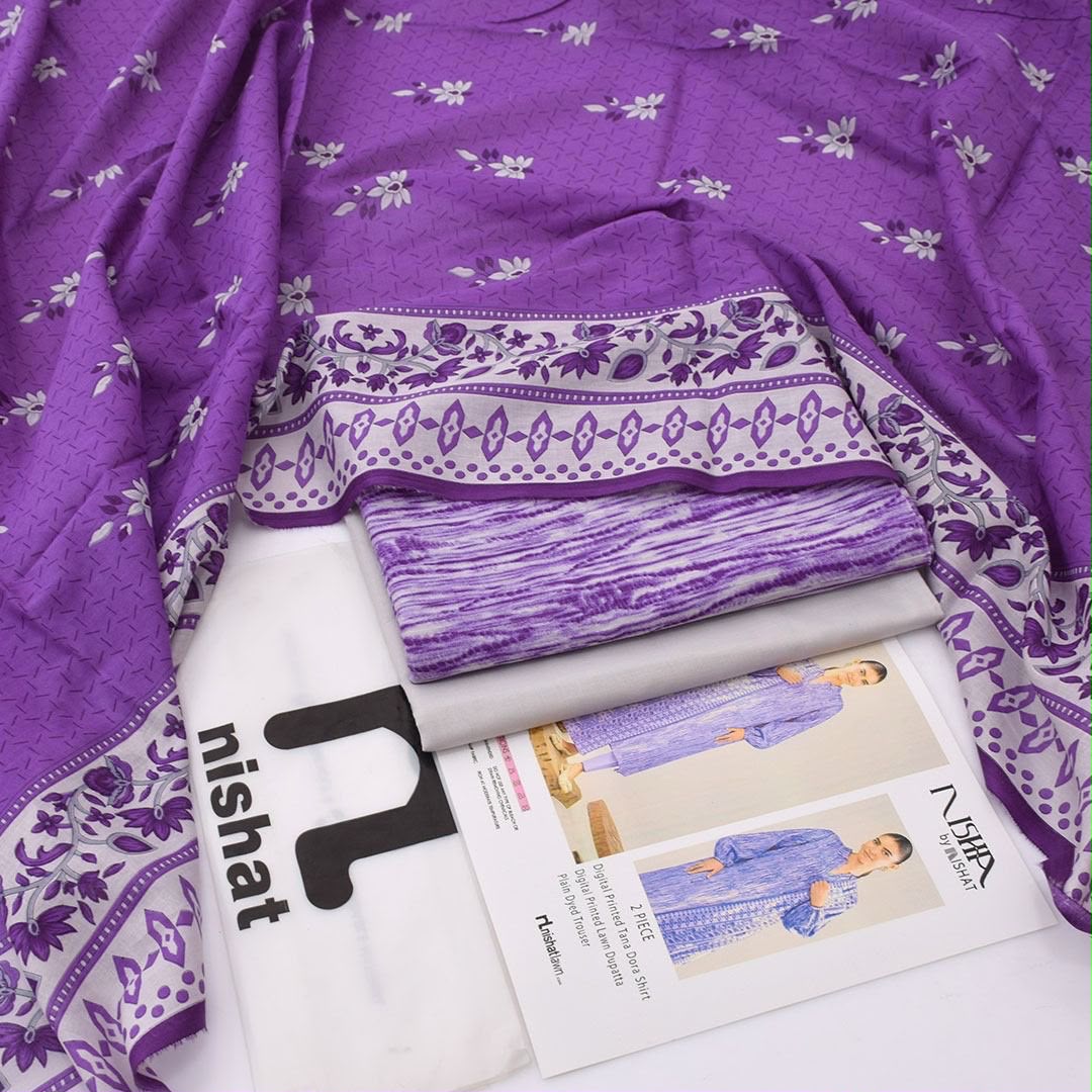 Unstitched Summer Collection with Printed Lawn Dupatta & Dyed Lawn Trouser