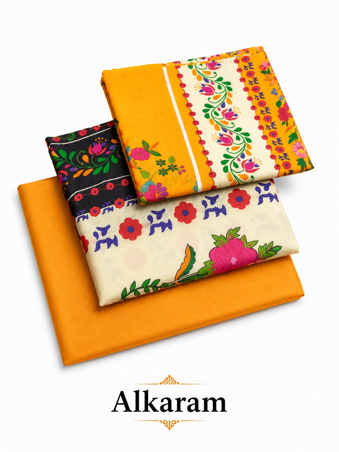 ALKARAM Lawn 2026 Vol. Original Base 3 Piece Printed Lawn Suit