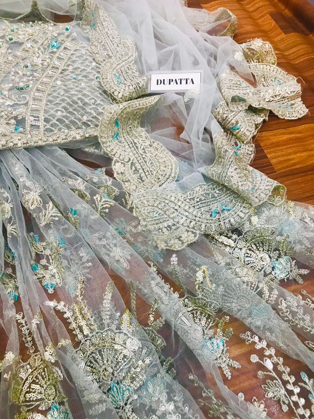 MARIA B — Heavy Embroidered Net Frock