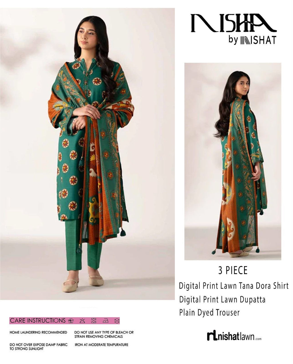 NISHAT Printed Lawn Tana Dora 3-Piece Suit