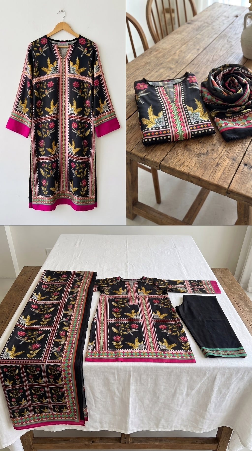 Lulusar Premium Digital Printed Shamooz Silk 3 Piece Suit